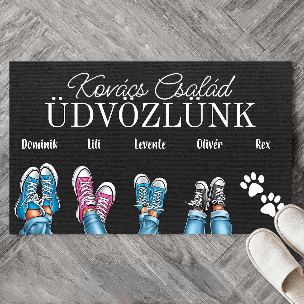Személyre szabott lábtörlő - Családtagok cipői