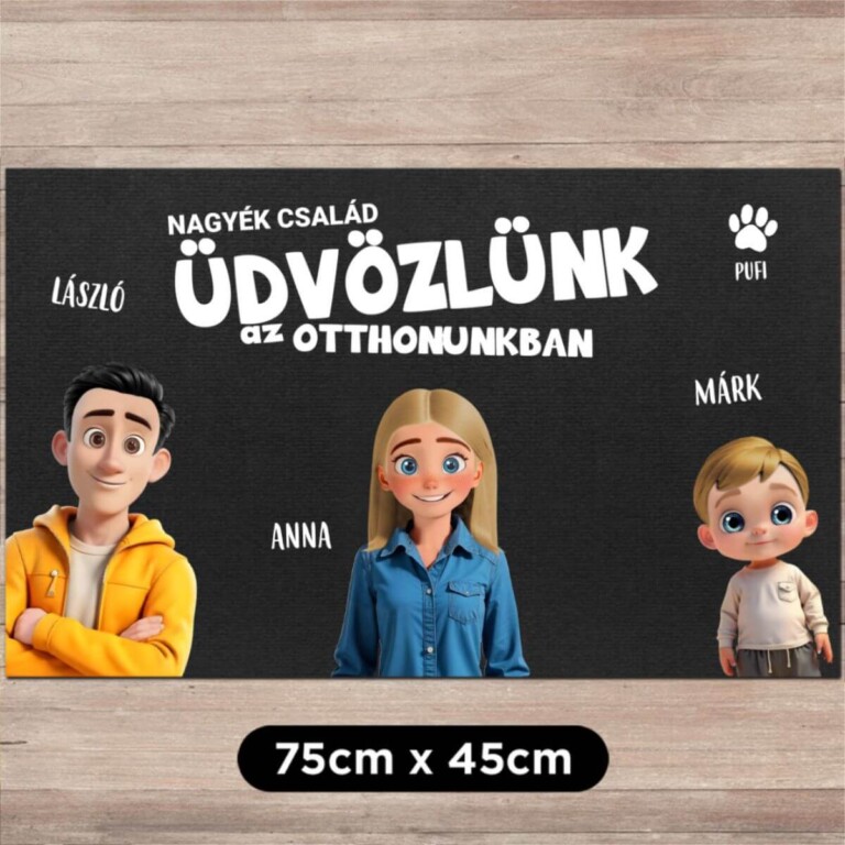 Személyre szabott lábtörlő - Rajzfilm család