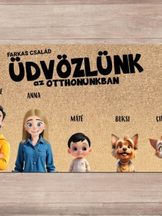 Személyre szabott lábtörlő - Rajzfilm család
