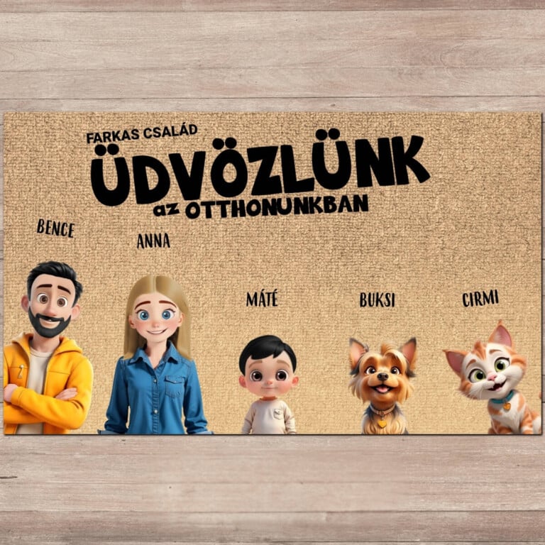 Személyre szabott lábtörlő - Rajzfilm család