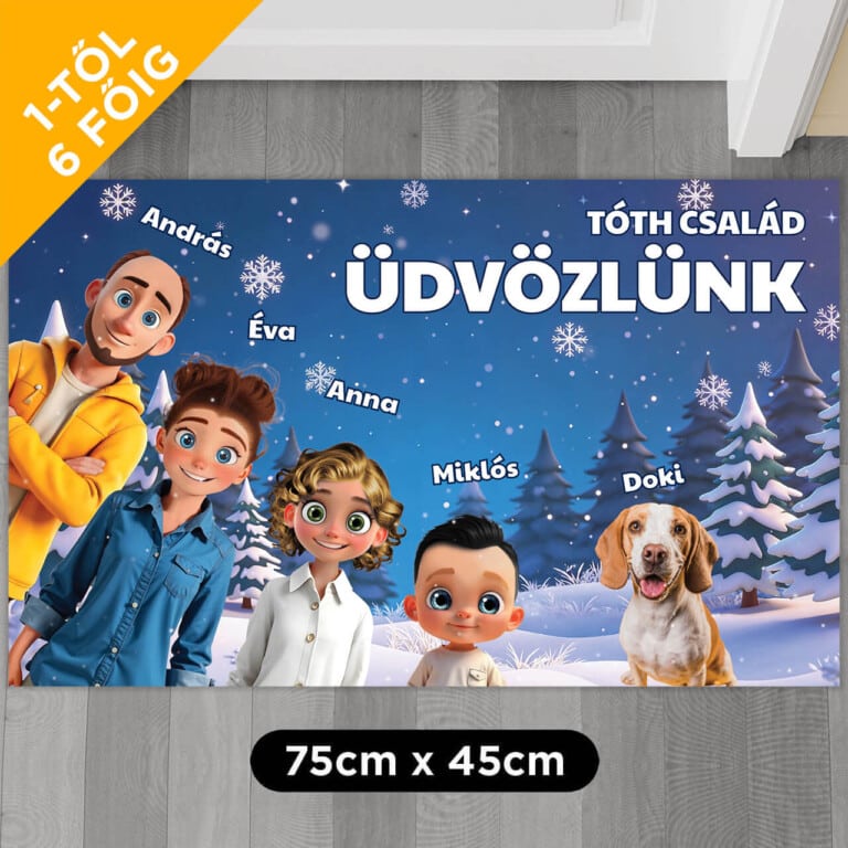 Személyre szabható lábtörlő – Téli otthon