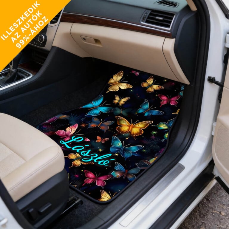 Egyedi pillangós autószőnyeg – személyre szabva a neveddel