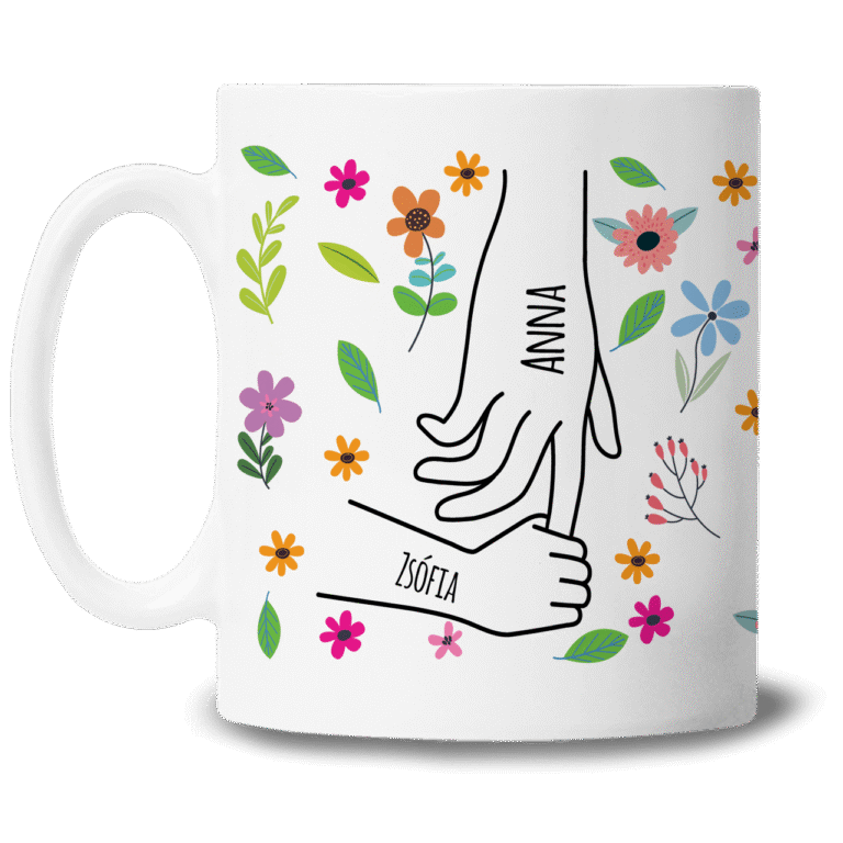 Személyre szabott bögre anyának és nagyinak – Kéz a kézben